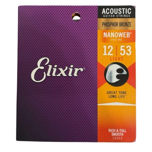 Encordado Elixir Nanoweb Phosphor Bronze – Light (.012–.053)