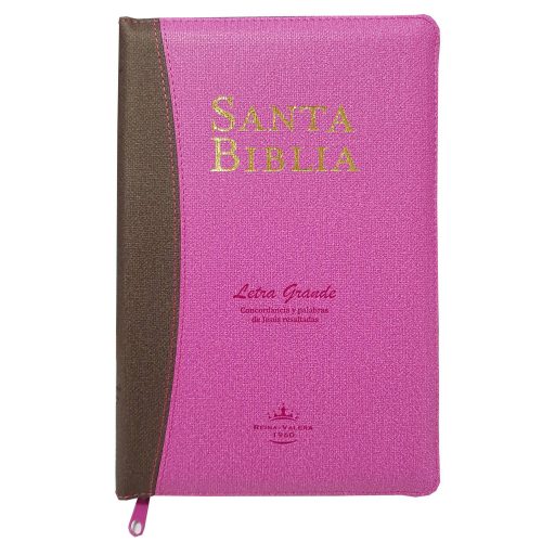 Biblia RVR1960 Rosa-Marrón Con Cierre