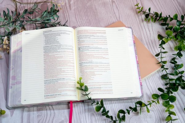 gris floreado., Biblia De Apuntes Gris-Floreado Tapa Dura