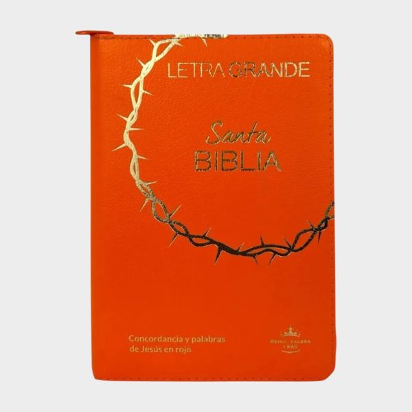 Biblia RVR1960 Corona Naranja Con Cierre