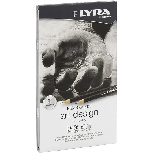 Estuche Metálico Lyra Rembrandt Art Design Con 12 Lápices Grafito