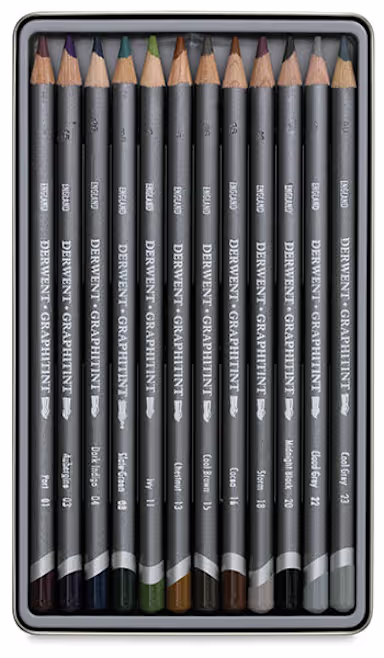 22039-0129-2-3ww-l Estuche Metálico Derwent Graphitint 12 Lápices