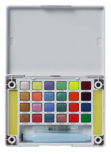 XNCW-24MPN_1_2114a Set de Acuarelas Sakura Koi CAC 24 Colores + Pincel con Deposito de Agua