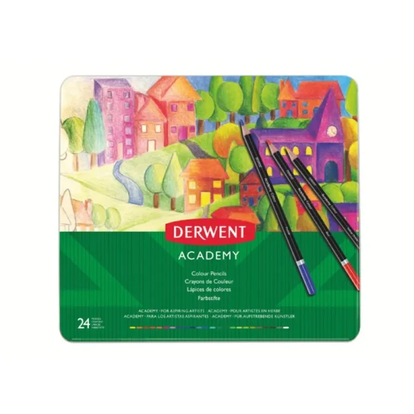 Estuche Metálico 24 Lápices De Colores Academy Derwent