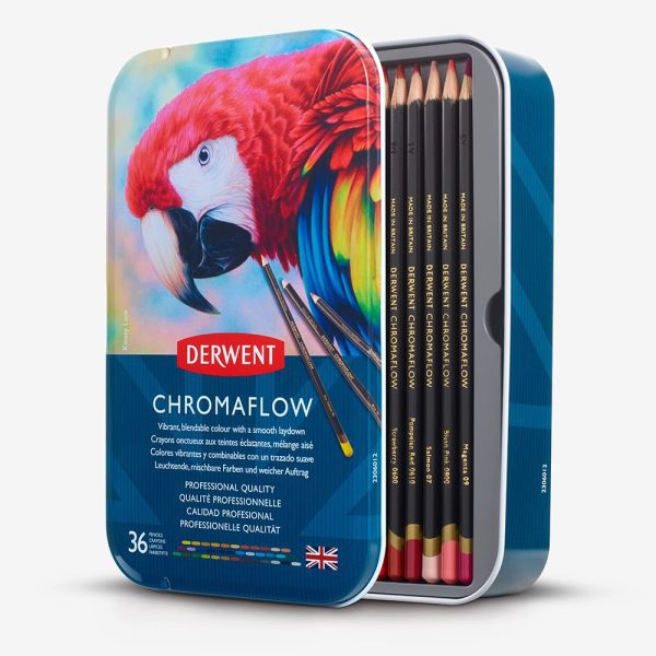 Estuche Metálico Derwent Chromaflow 36 Lápices De Colores