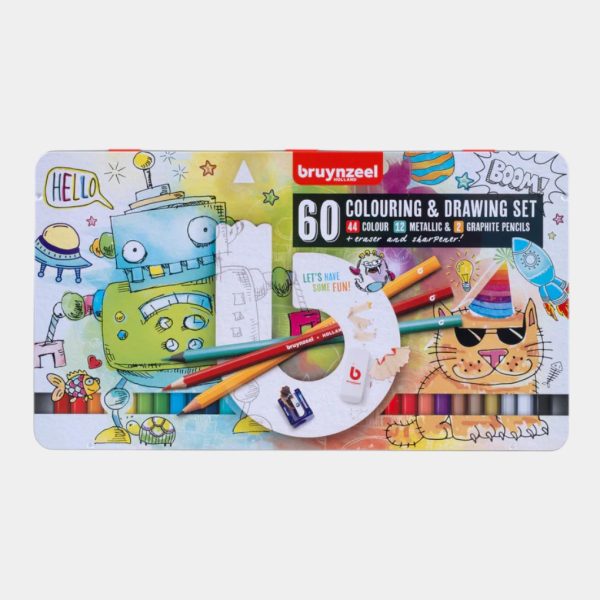 Estuche Metálico De Lápices Bruynzeel Drawing & Colouring de 60 piezas