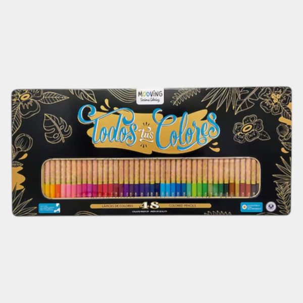 Estuche Metálico de 48 Lápices De Colores Mooving