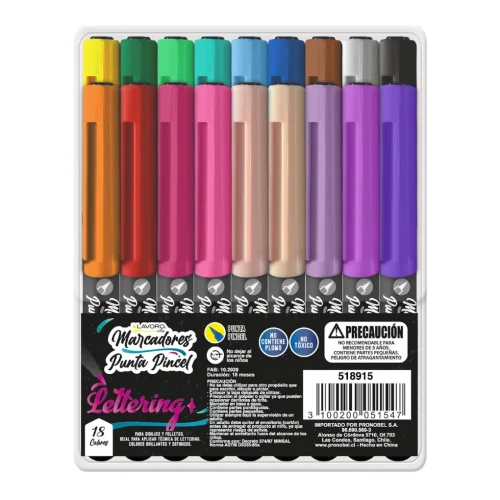 Marcadores Punta Pincel 18 Colores Lavoro