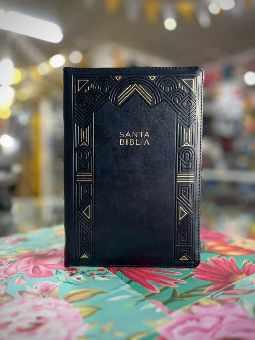 Biblia RVR1960 Letra Gigante Tamaño Manual con Índice y Cierre Azul Marino